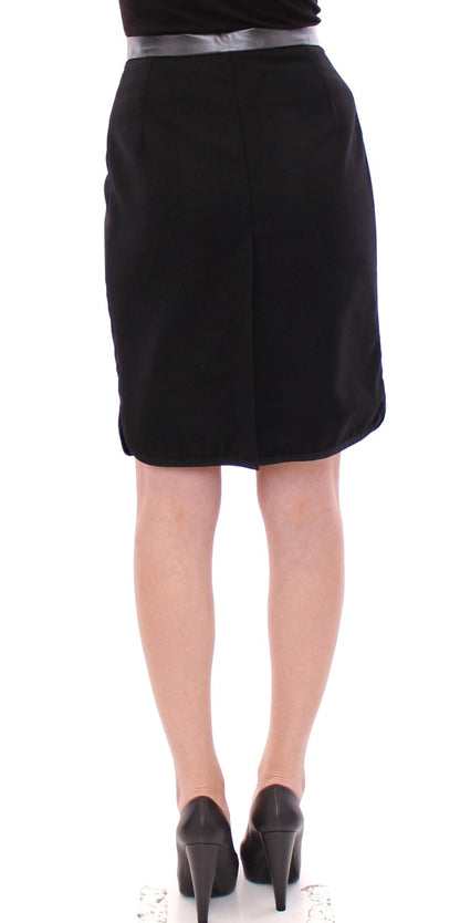  - Elegant Black Wool-Cotton Blend Skirt