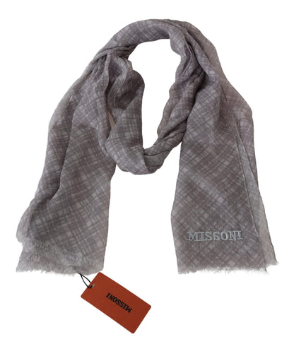  - Elegant Wool Silk Blend Plaid Scarf