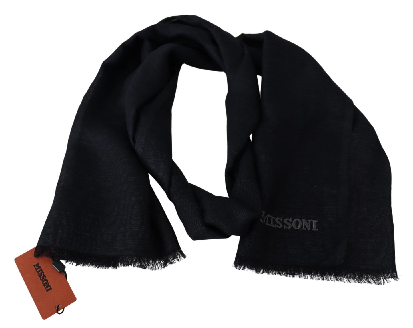  - Elegant Unisex Wool Scarf with Fringes and Logo