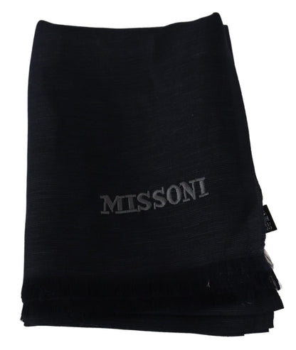  - Elegant Unisex Wool Scarf with Fringes and Logo