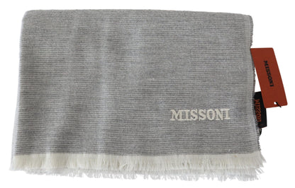  - Elegant Beige Wool Scarf with Embroidery Detail