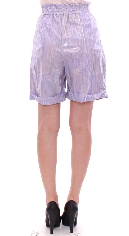  - Elegant Purple Viscose Shorts - Side Zip Closure