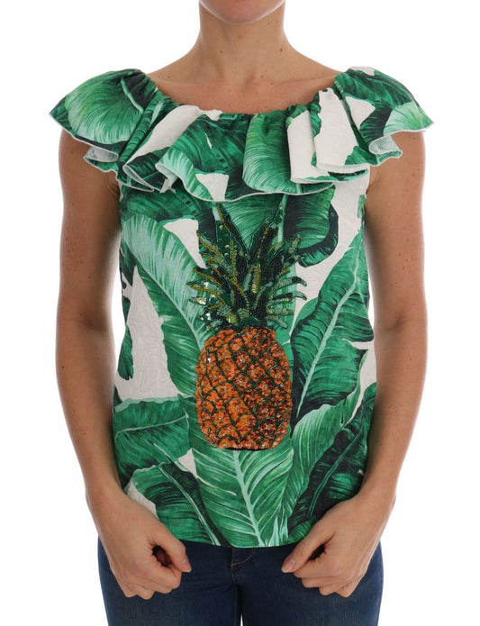  - Elegant Sequined Pineapple Blouse