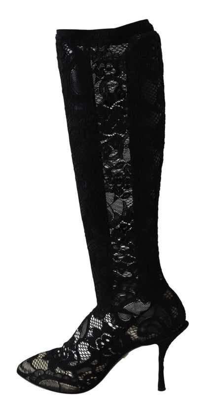  - Elegant Black Stretch Sock Pumps