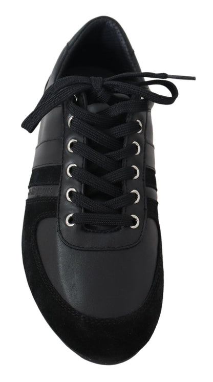  - Elegant Black Leather Sport Sneakers