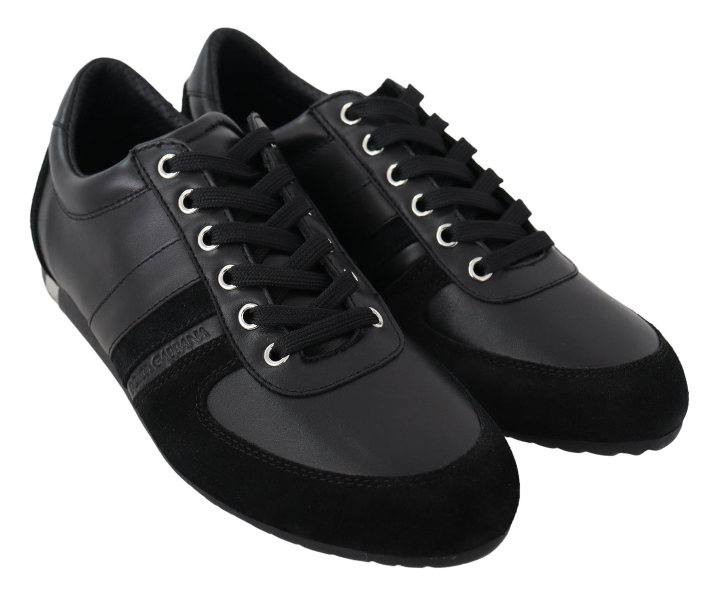  - Elegant Black Leather Sport Sneakers