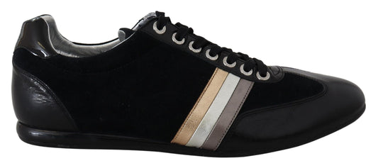  - Elegant Black Leather Sport Sneakers