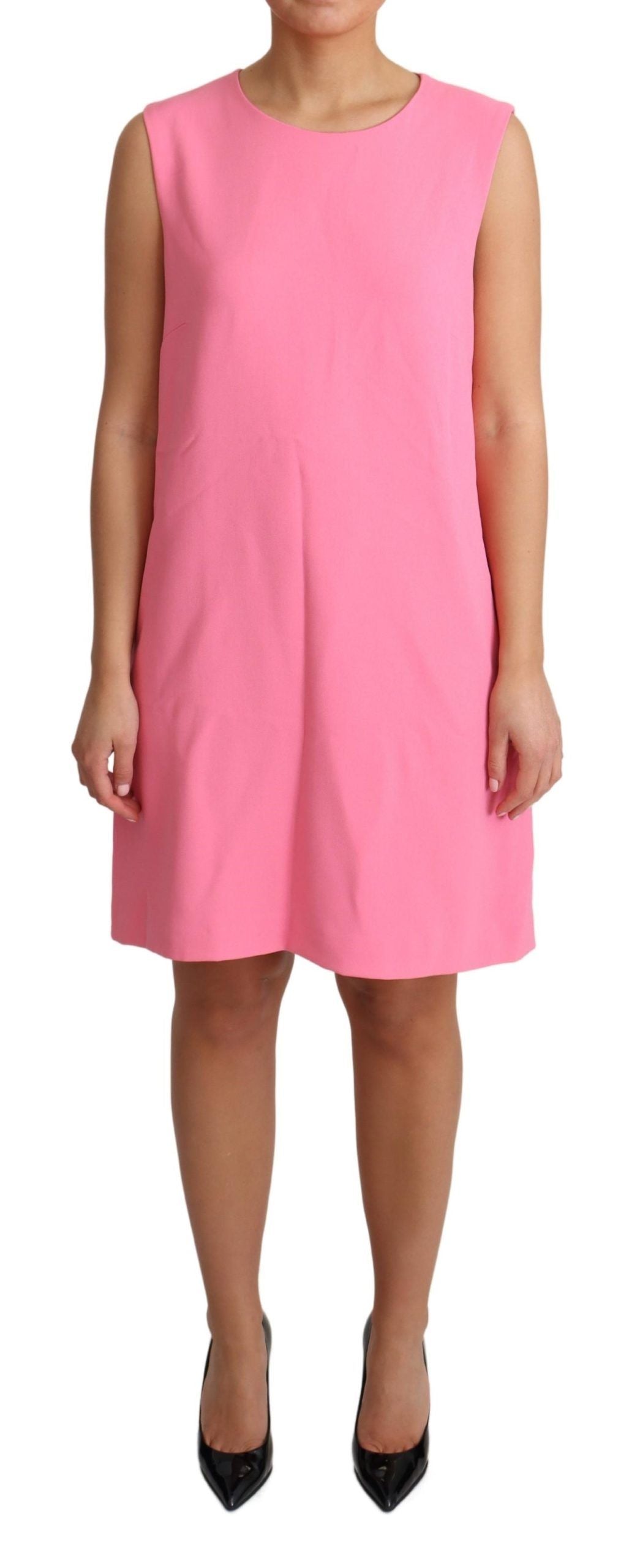  - Elegant Pink Shift Knee Length Dress