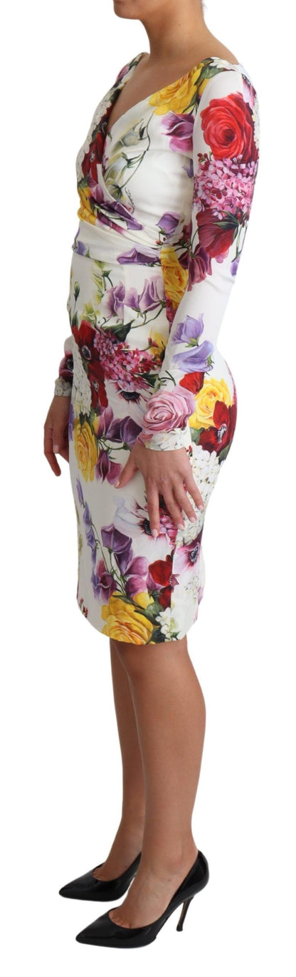  - Elegant Floral Sheath Silk Dress