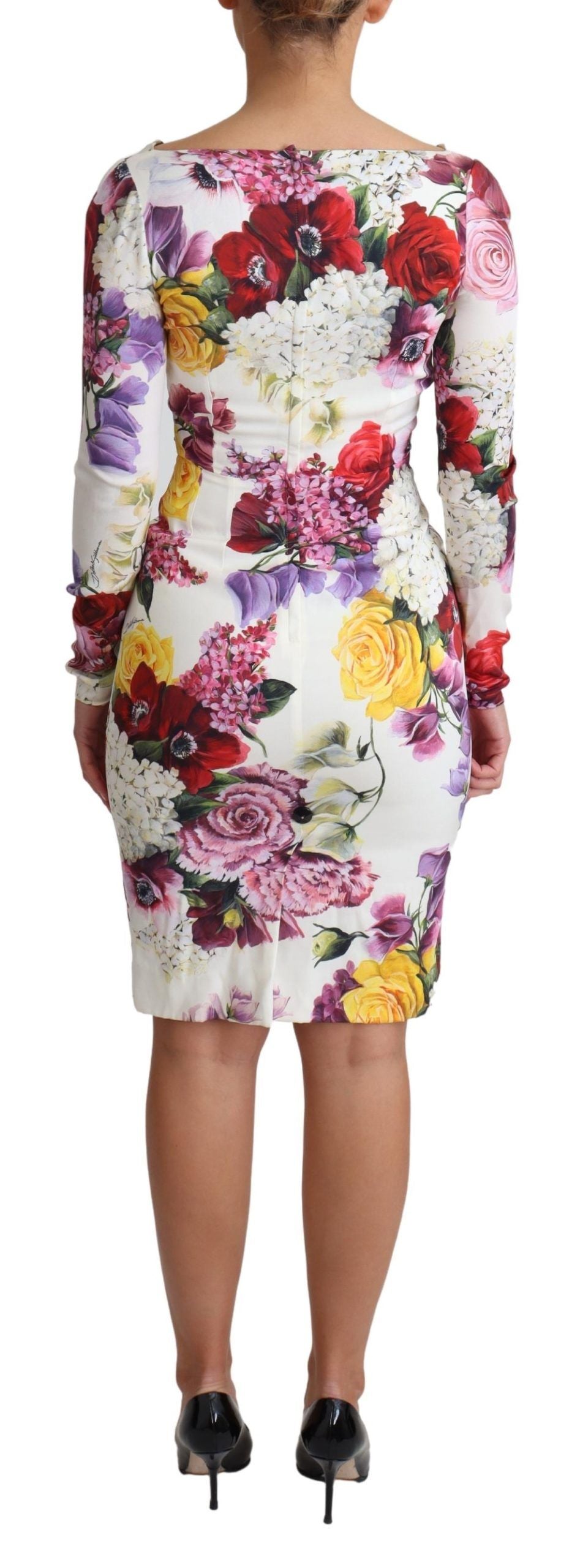  - Elegant Floral Sheath Silk Dress