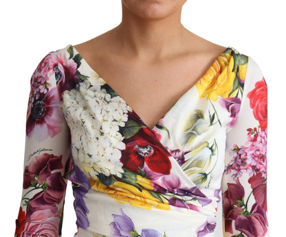  - Elegant Floral Sheath Silk Dress