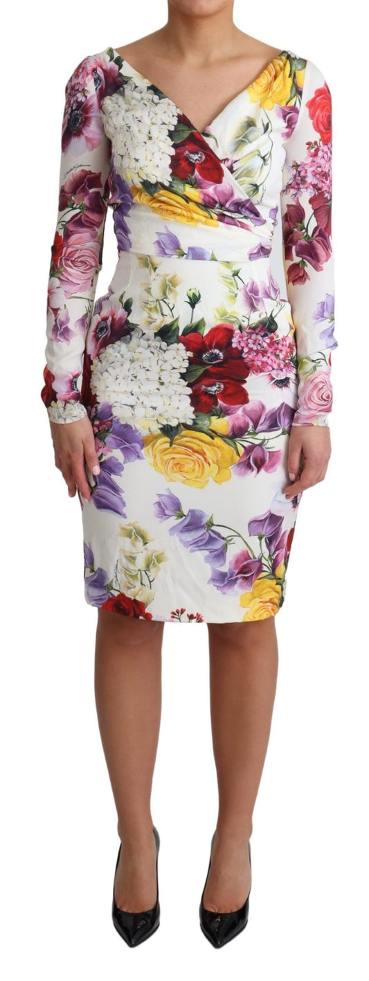  - Elegant Floral Sheath Silk Dress