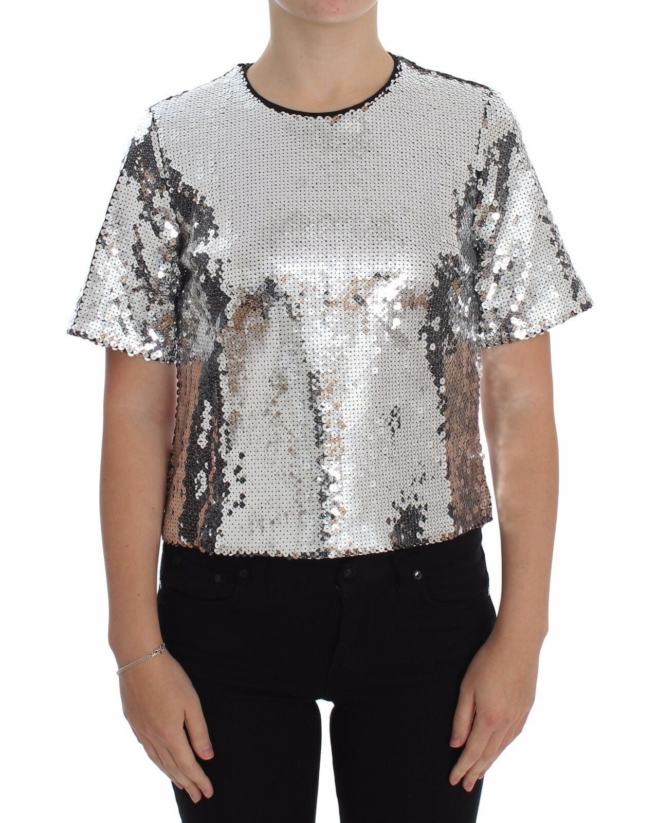 Shimmery Silver Sequined Blouse