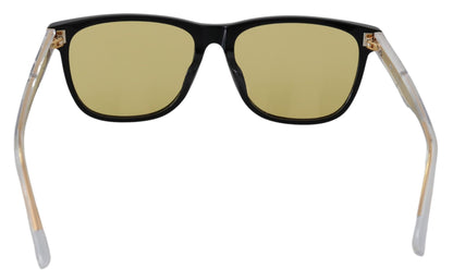  - Chic Black Acetate Sunglasses with Yellow Lenses