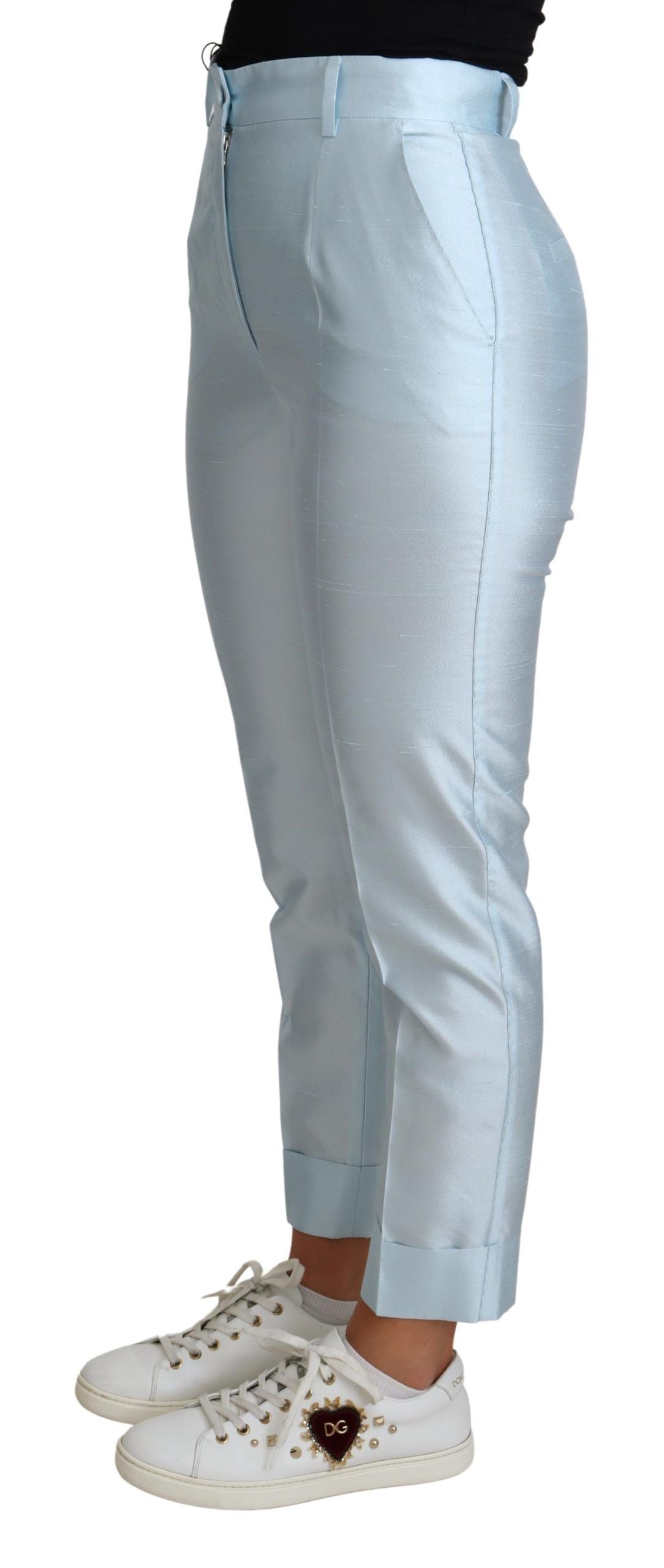 Elegant High-Waisted Silk Trousers by Dolce & Gabbana