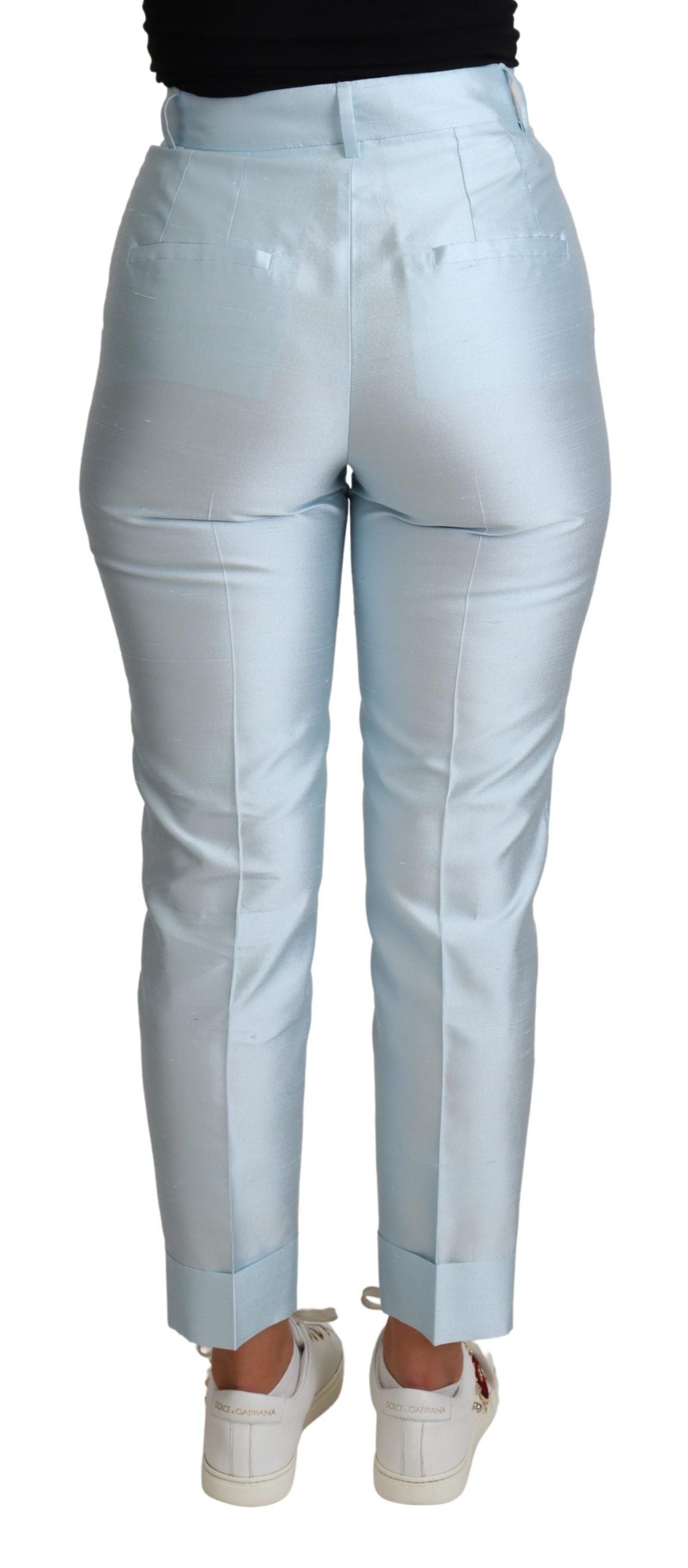 Elegant High-Waisted Silk Trousers by Dolce & Gabbana