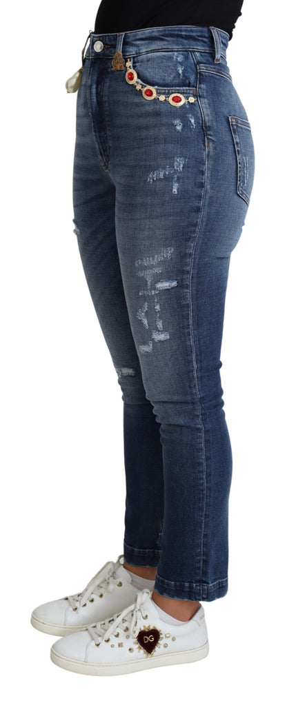  - Embellished High Waist Skinny Denim Jeans