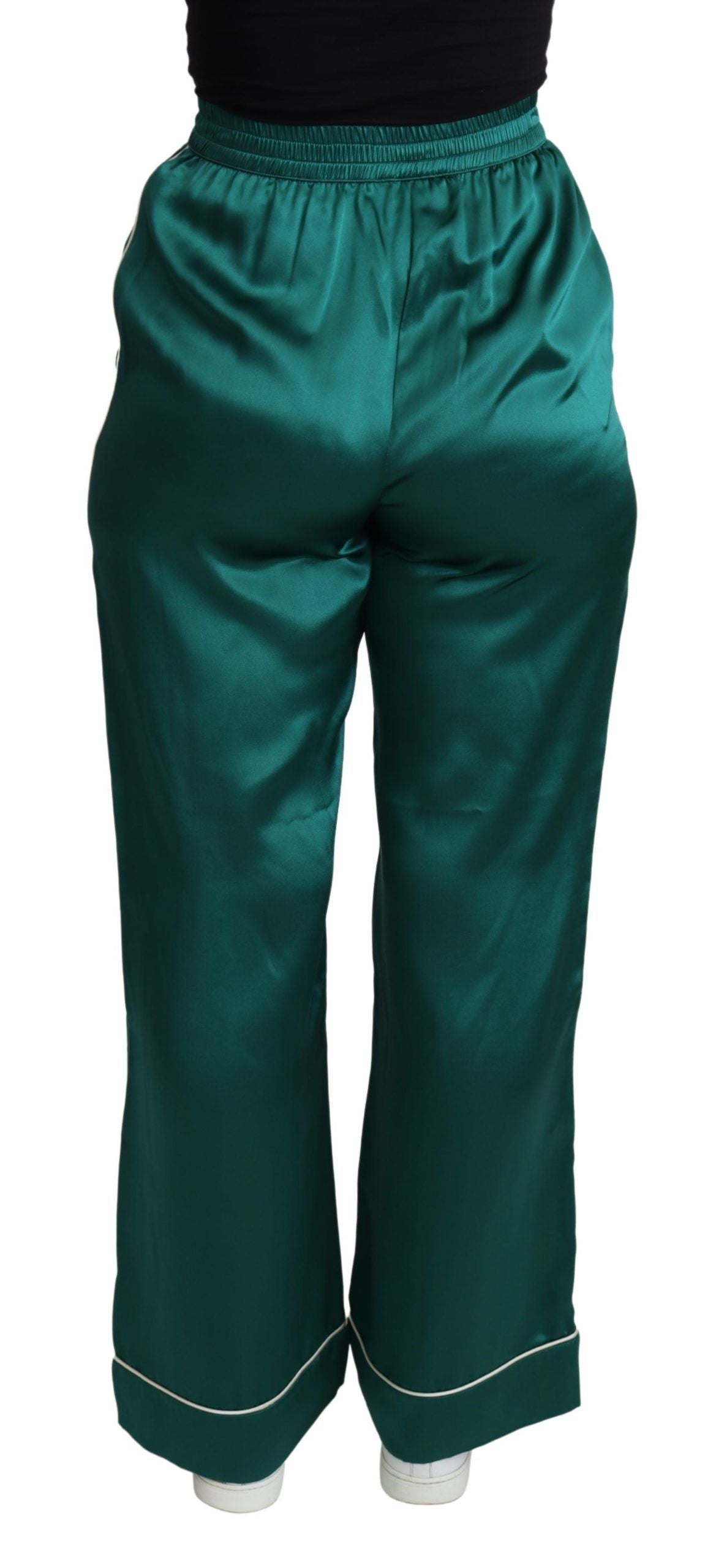  - Exquisite Silk Pajama Trousers in Lush Green