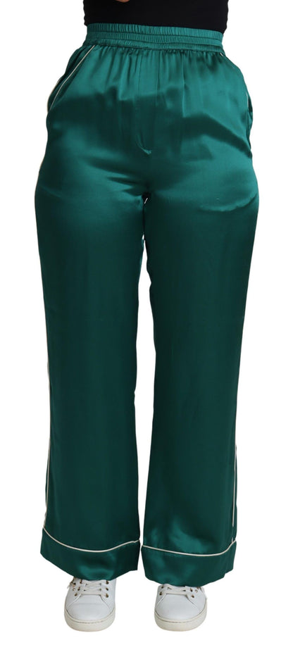  - Exquisite Silk Pajama Trousers in Lush Green