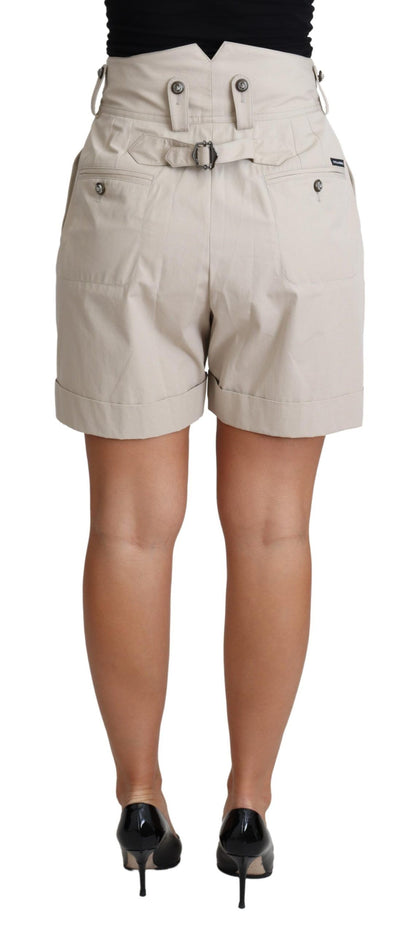  - Chic Beige High Waist Pleated Shorts