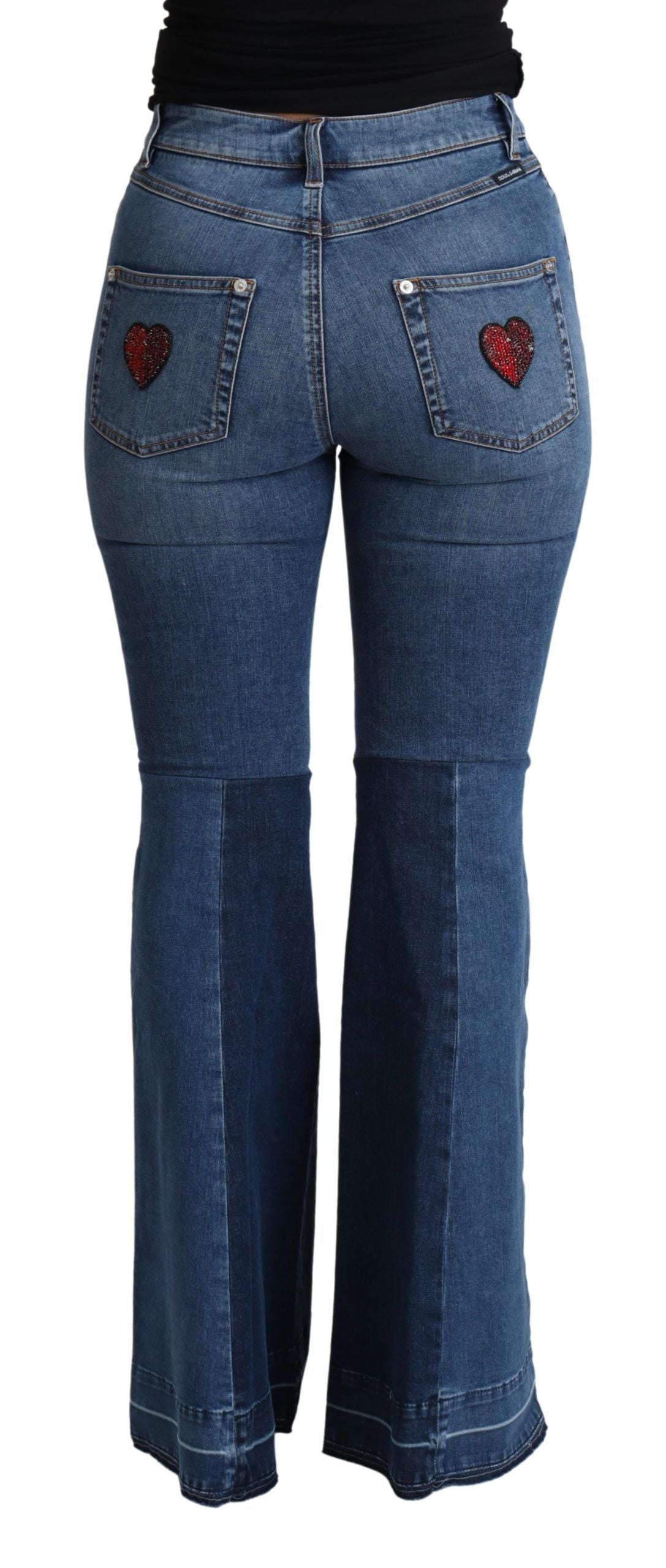  - Elegant Boot Cut Denim Jeans with Amore Patch