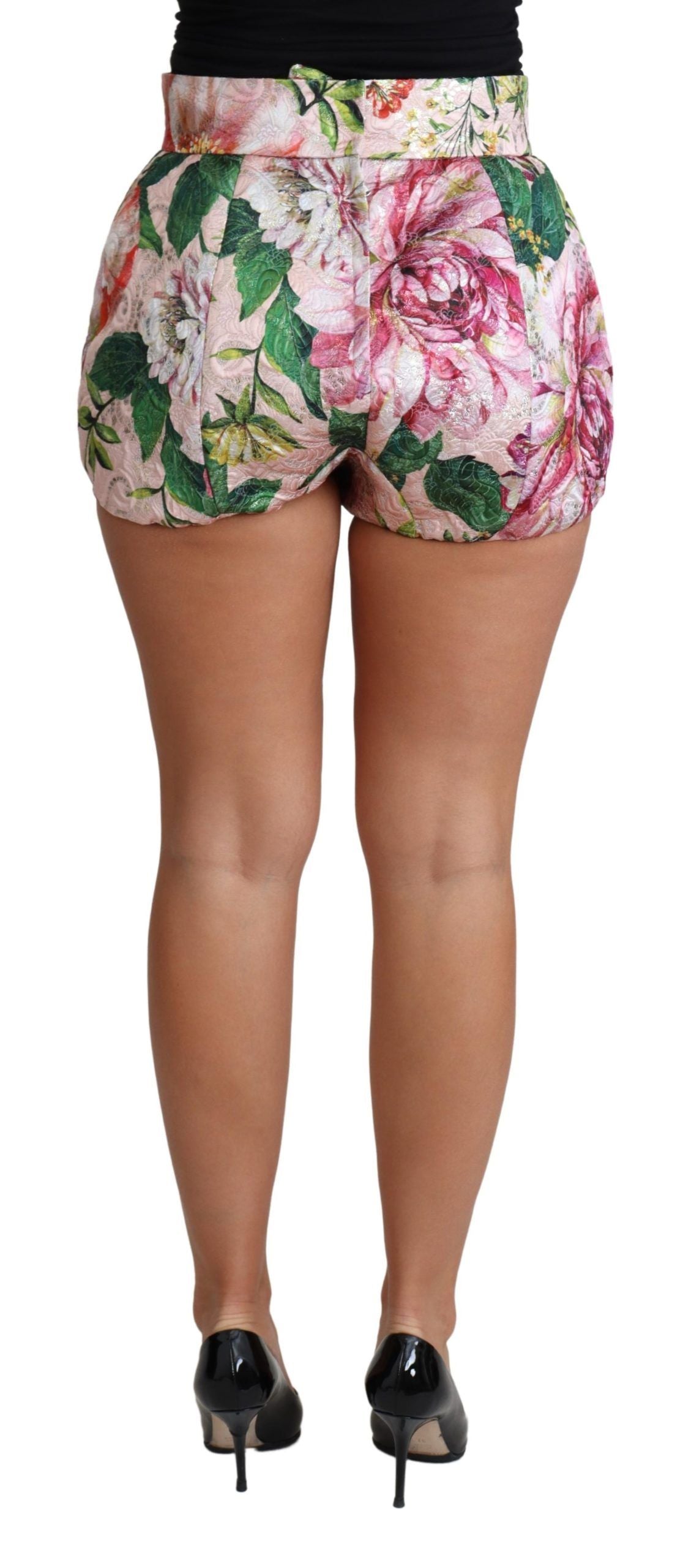  - Chic Pink Floral High-Waist Hot Pants