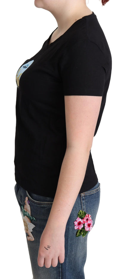  - Chic Black Cotton Round Neck Tee