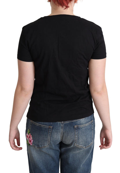  - Chic Black Cotton Round Neck Tee