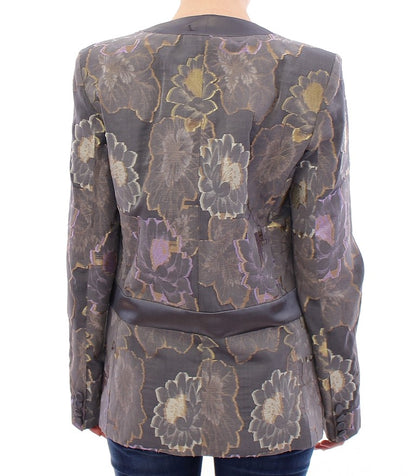  - Chic Silk Floral One-Button Blazer