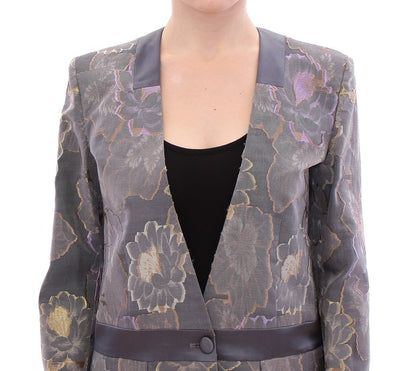  - Chic Silk Floral One-Button Blazer