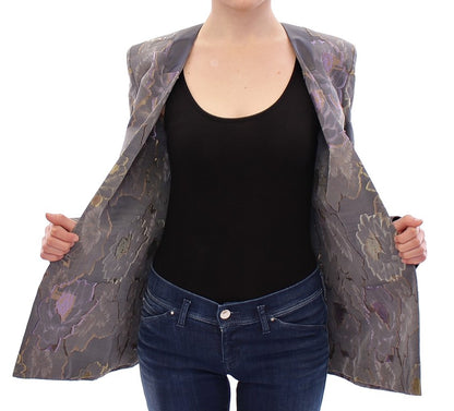  - Chic Silk Floral One-Button Blazer