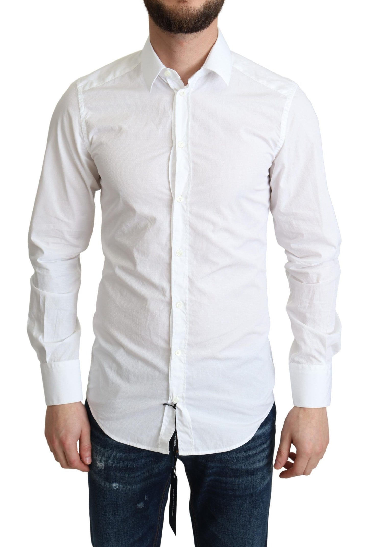  - Elegant White Cotton Dress Shirt