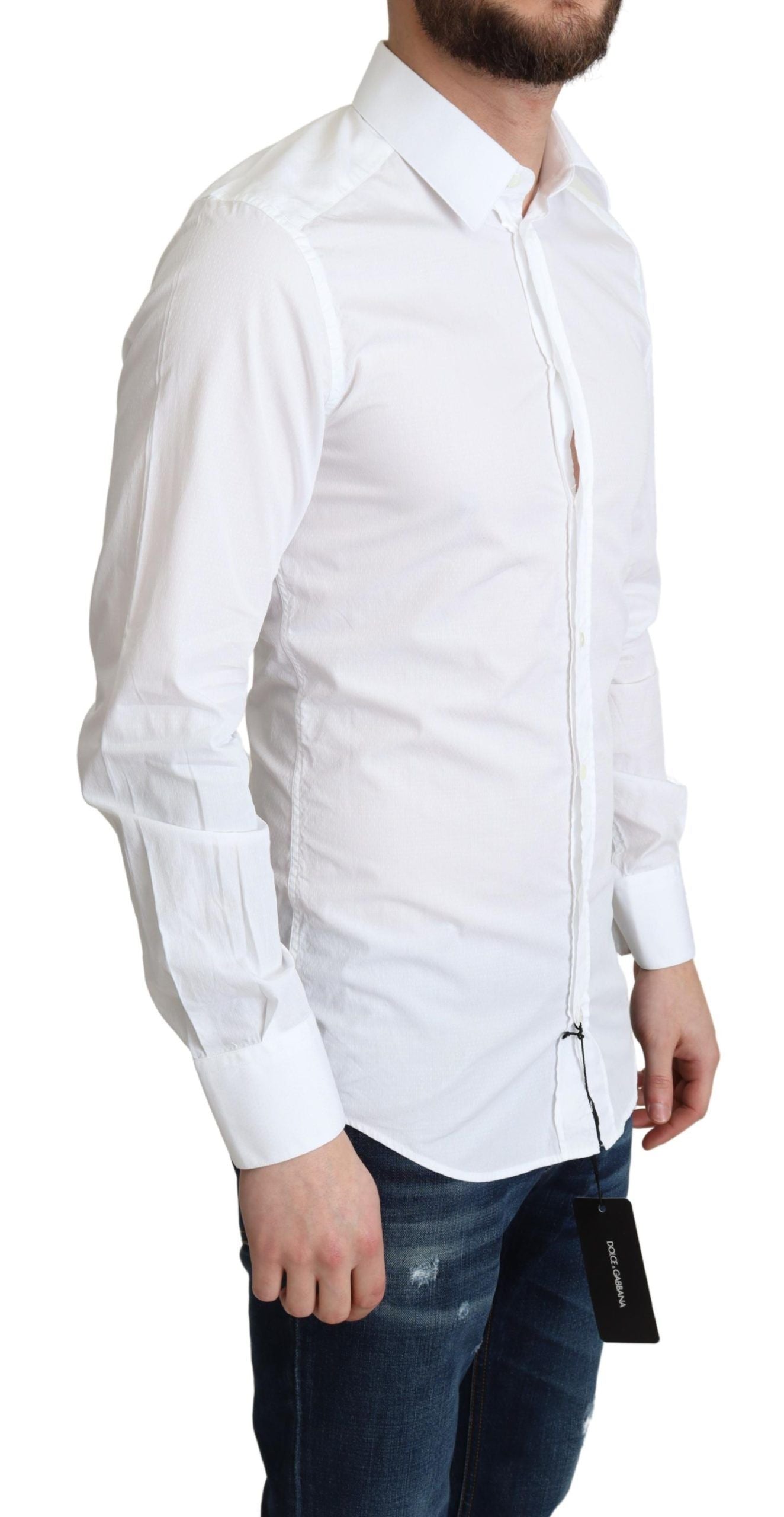  - Elegant White Cotton Dress Shirt