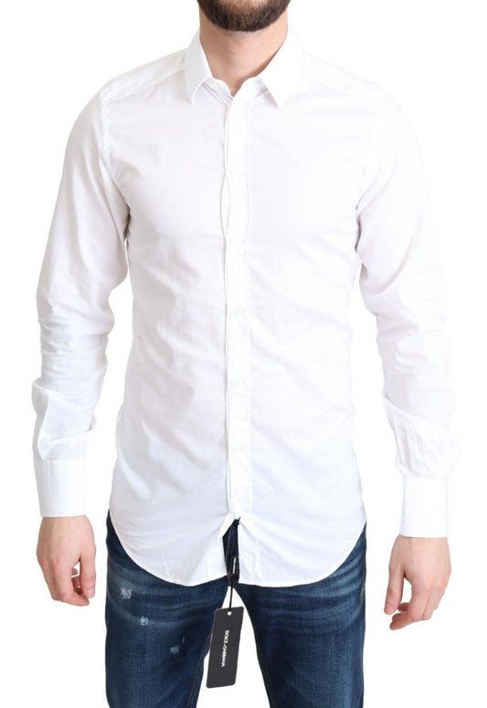  - Elegant White Cotton Dress Shirt Slim Fit