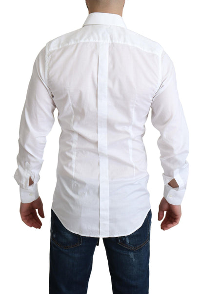  - Elegant White Cotton Dress Shirt Slim Fit