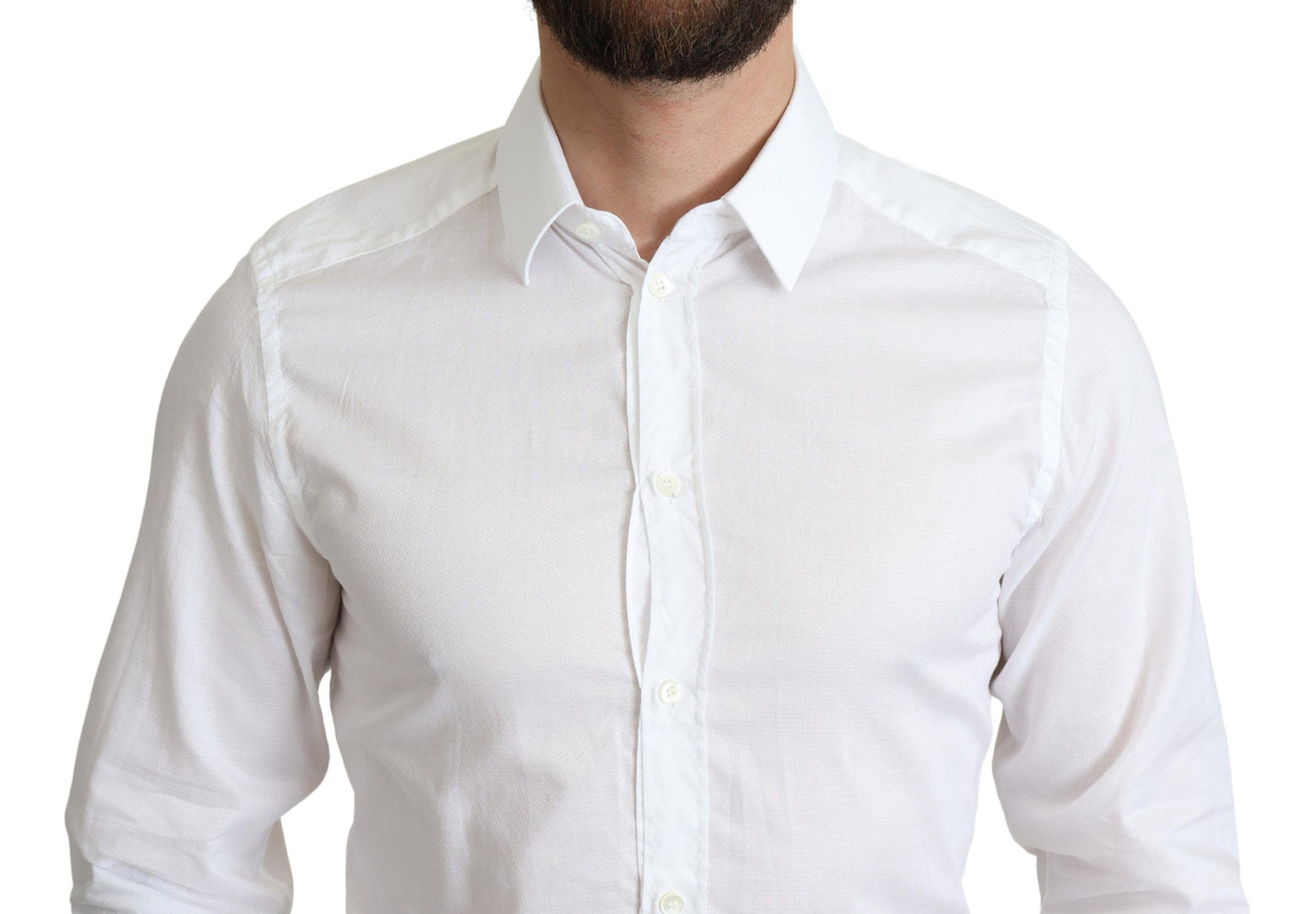  - Elegant White Cotton Dress Shirt Slim Fit