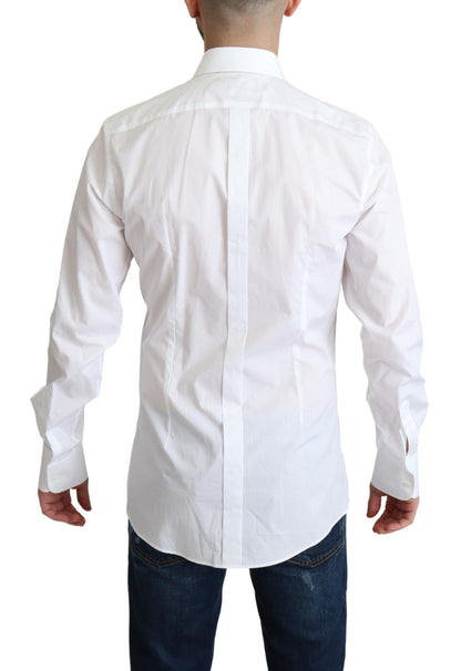  - Elegant White Cotton Bib Dress Shirt