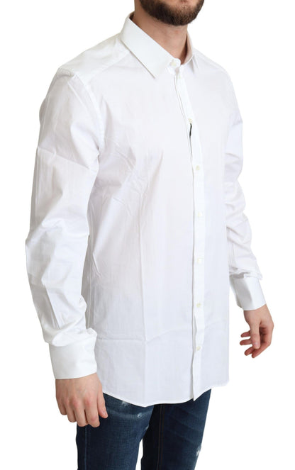  - Elegant White Cotton Stretch Dress Shirt