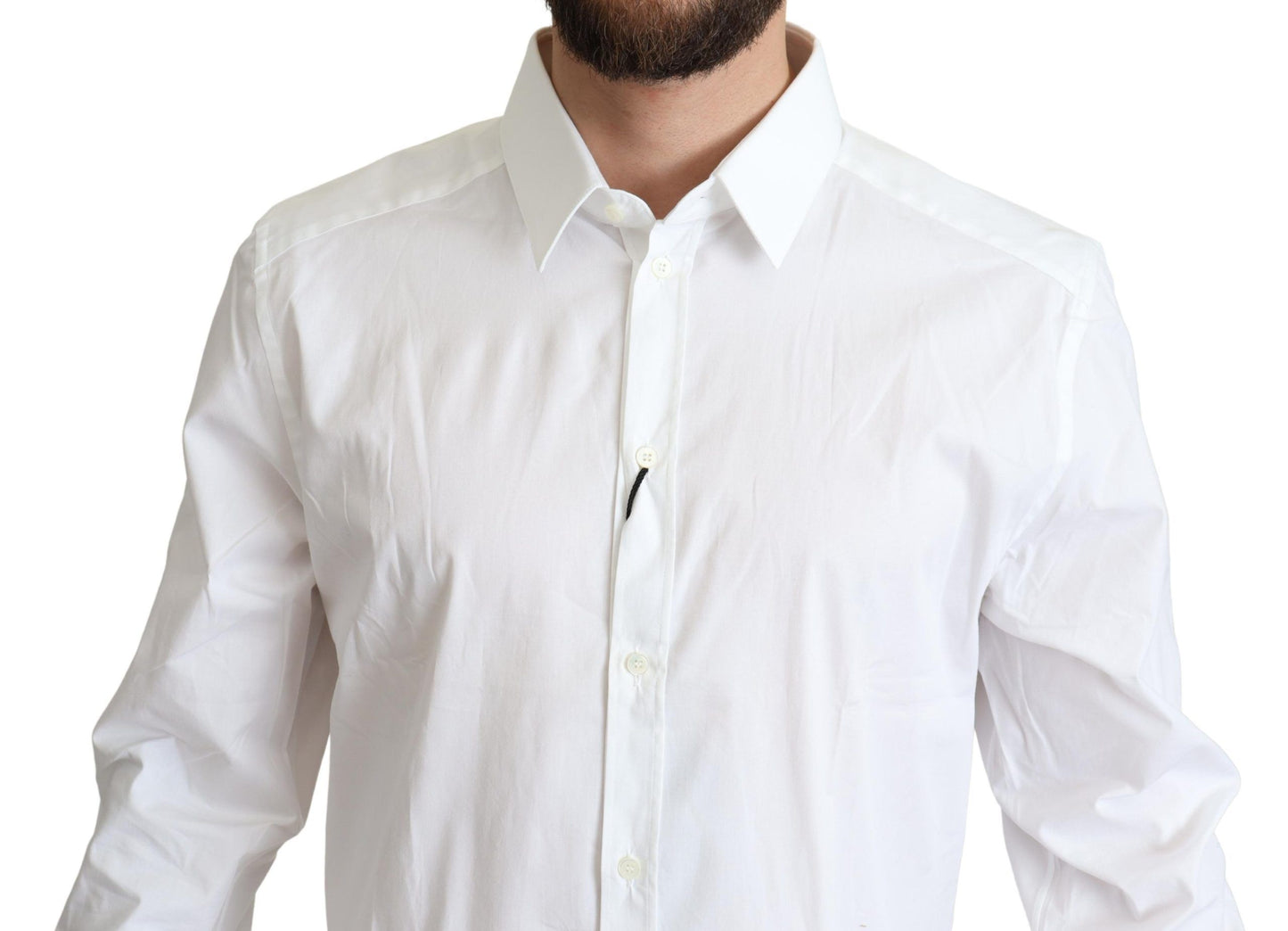  - Elegant White Cotton Stretch Dress Shirt