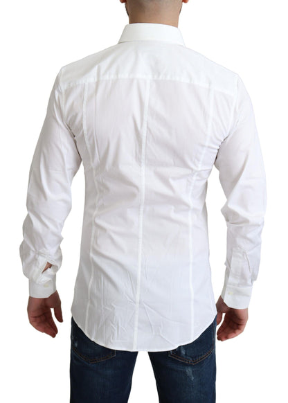  - Elegant White Cotton Stretch Dress Shirt