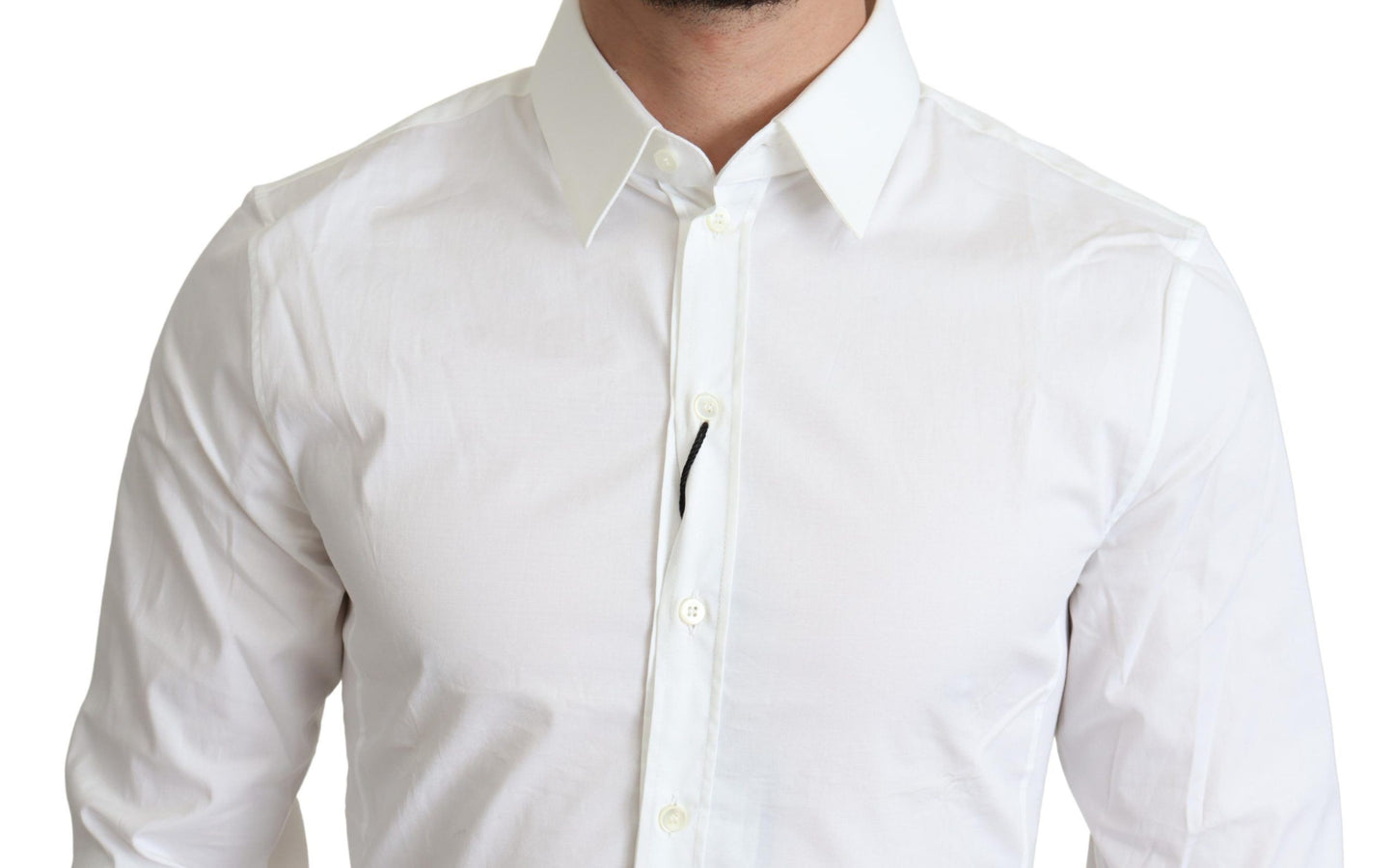  - Elegant White Cotton Stretch Dress Shirt