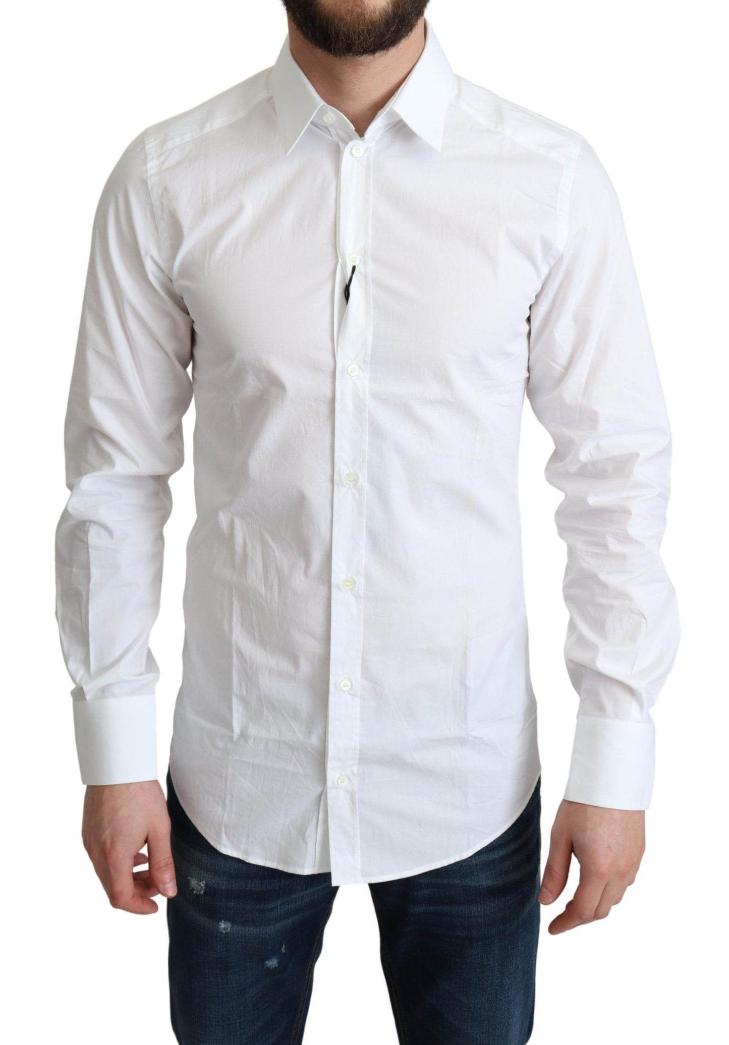  - Elegant White Cotton Dress Shirt