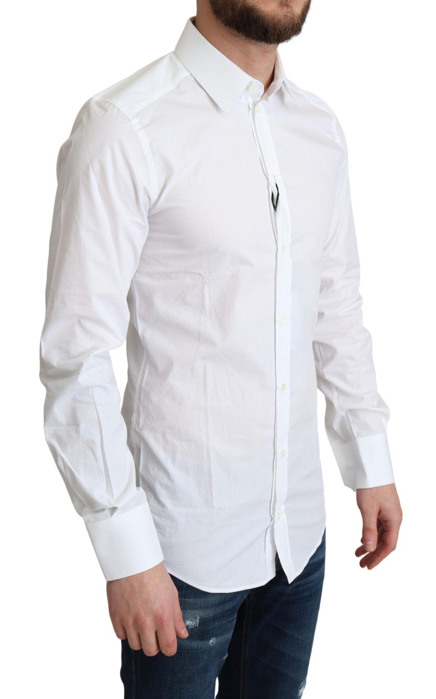  - Elegant White Cotton Dress Shirt