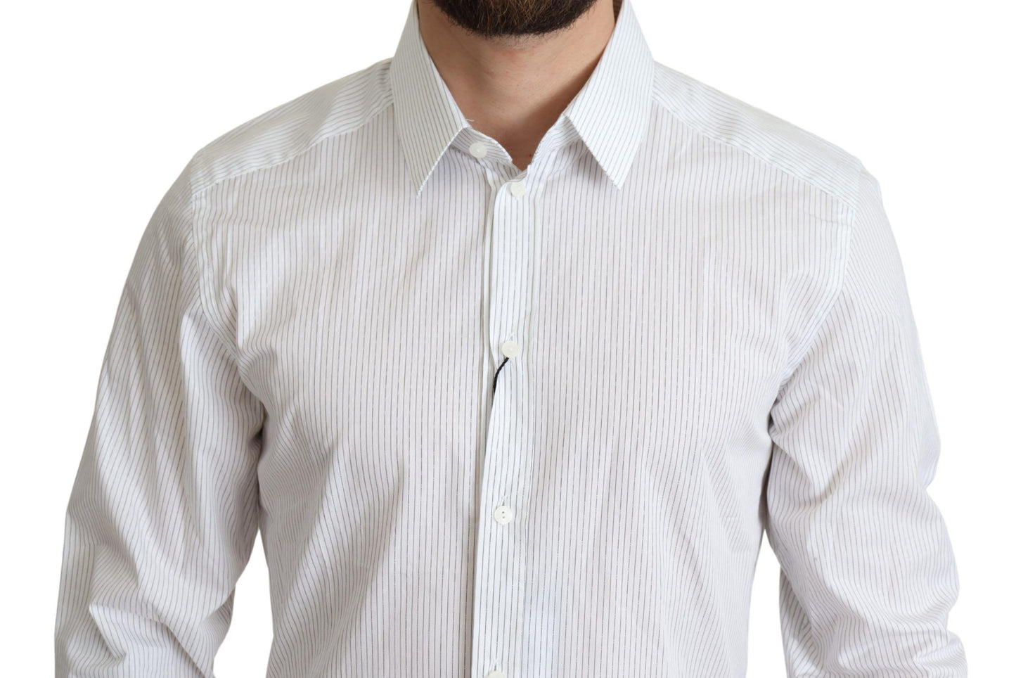  - Elegant Striped Gold Dress Shirt