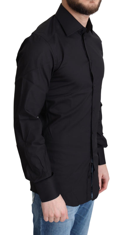  - Elegant Black Gold Slim Fit Dress Shirt