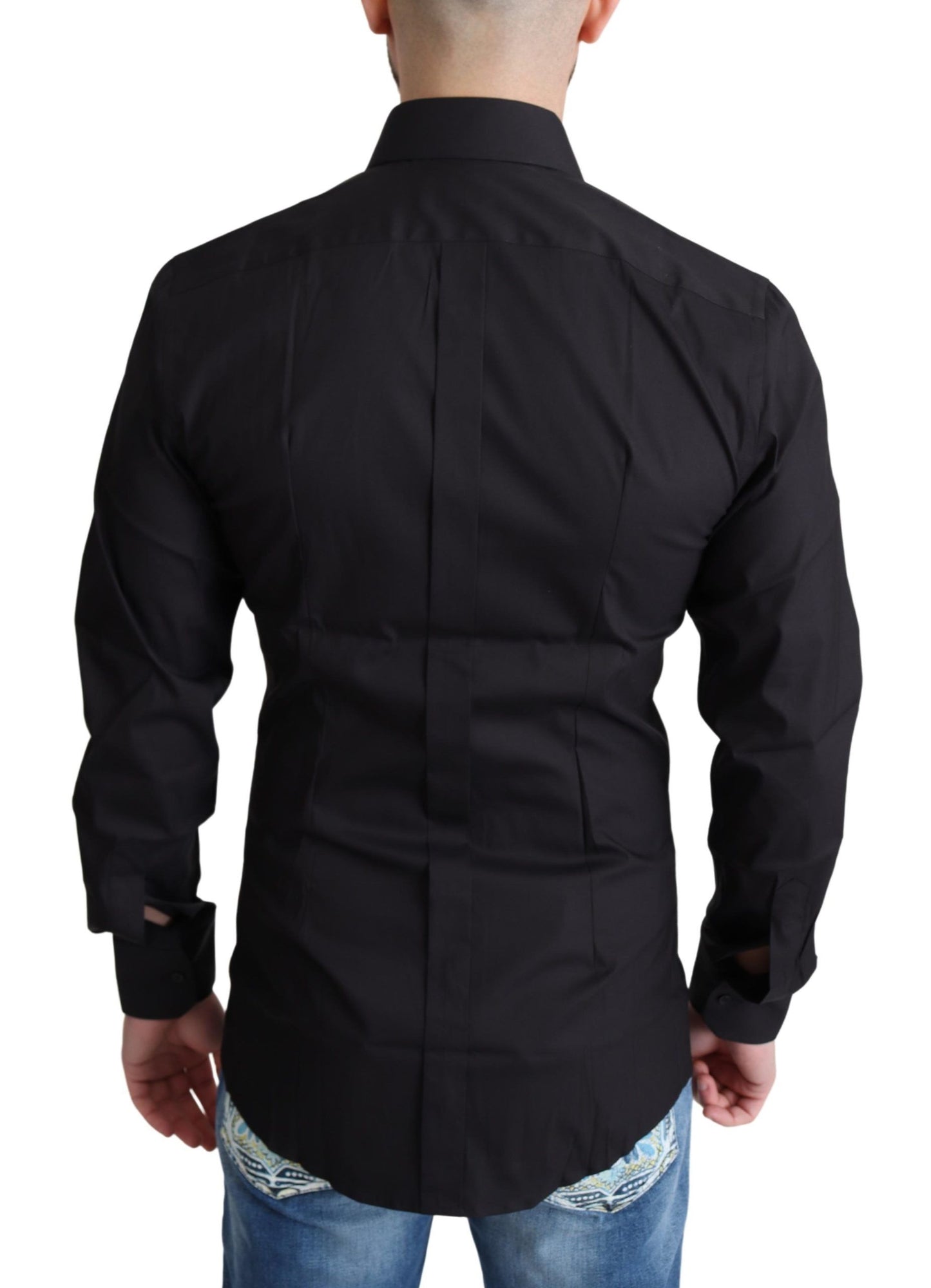  - Elegant Black Gold Slim Fit Dress Shirt