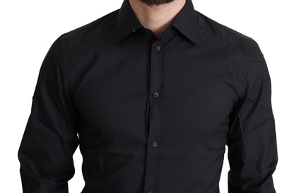  - Elegant Black Gold Slim Fit Dress Shirt