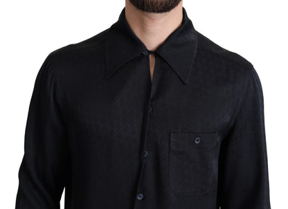  - Elegant Jacquard Silk Casual Shirt