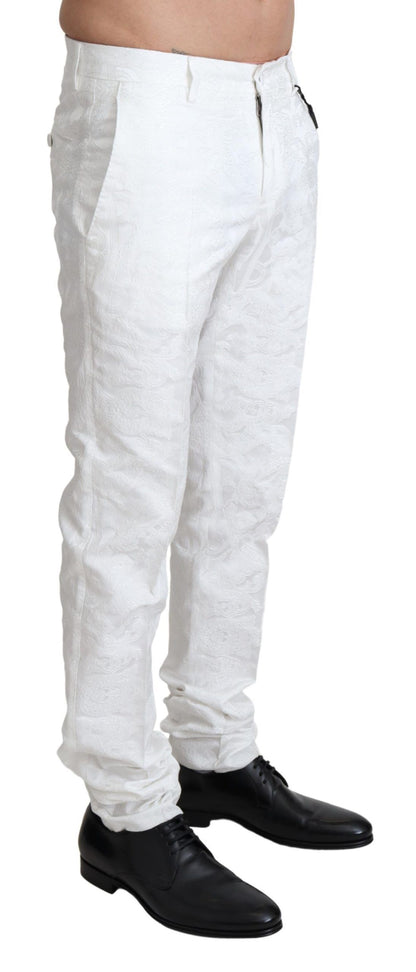 Elegant White Brocade Dress Pants - The Luxe Alliance