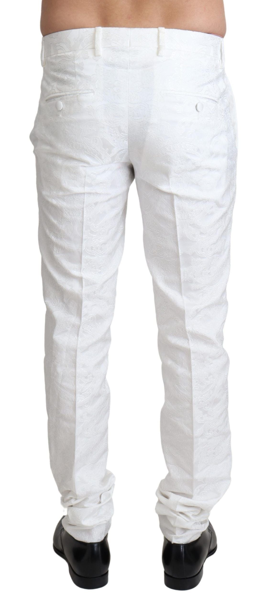 Elegant White Brocade Dress Pants - The Luxe Alliance